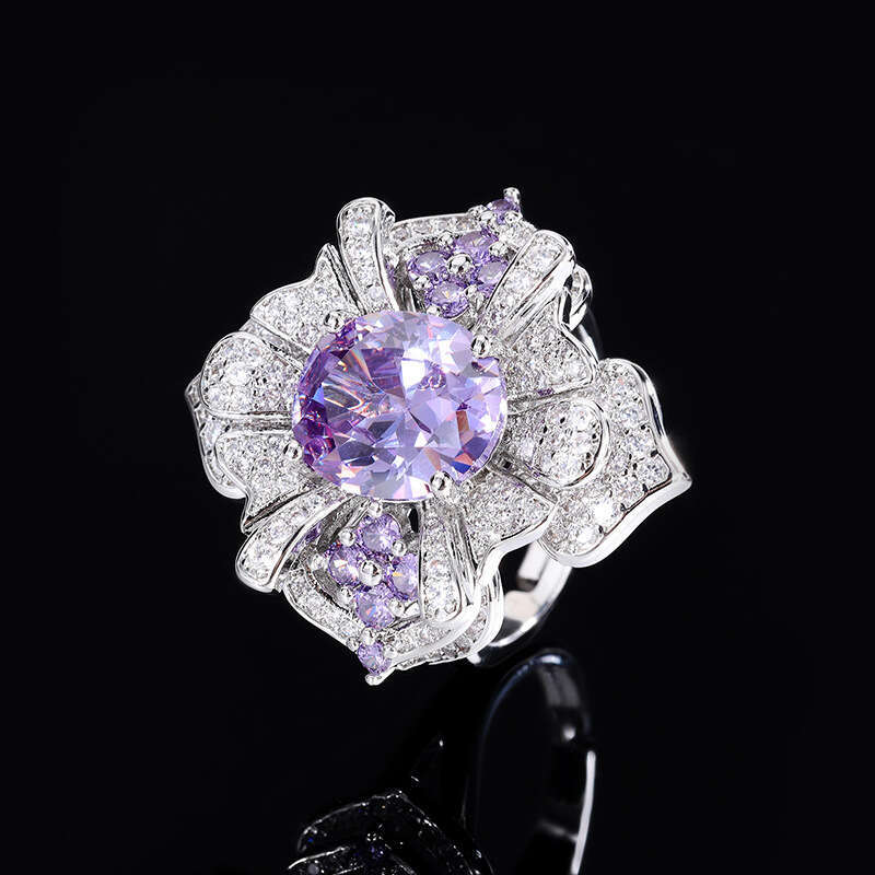 Colorful Gemstone For Women With Purple Kunzite Pendant And Paraiba Green Ring Necklace 948