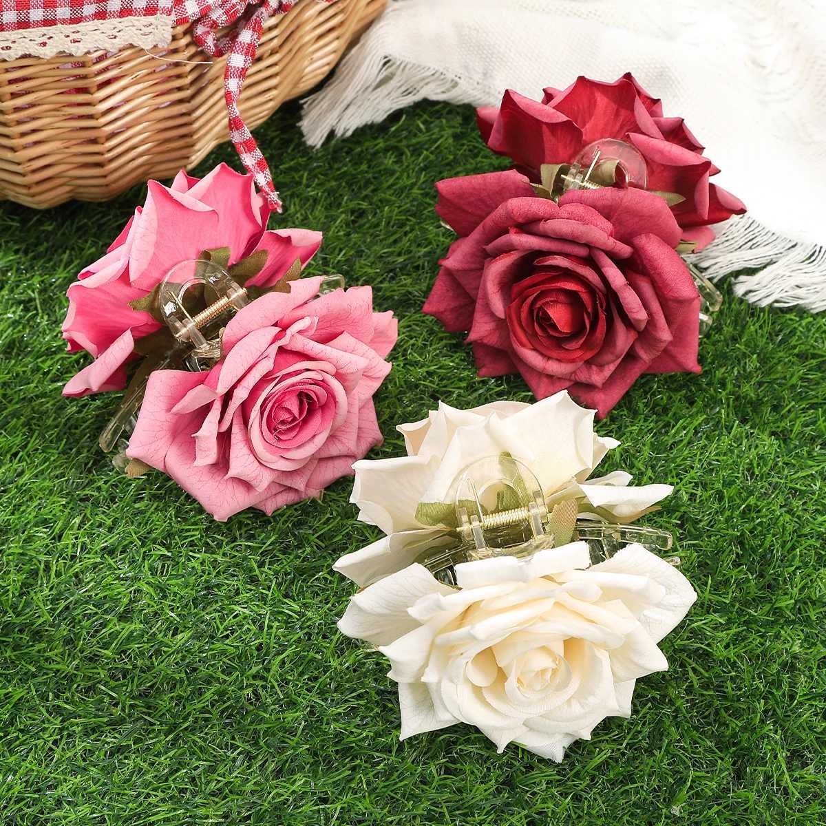 AWATYR Large Simulated Flowers Hair Claw Rose Hair Clip Elegant High-Grade WomenHair Accessories Z250707