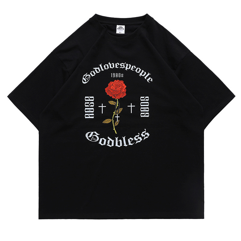2025 Summer New T-shirt Retro Style Gothic Printed Short Sleeve T-shirt Personalized Street Style Loose T-shirt New Designer T-shirt