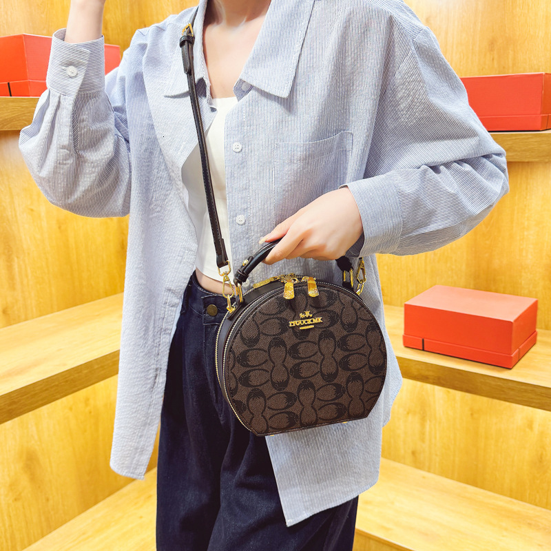 Designer High-End Feel 2025 New Fashionable Handbag Small Round French Style Versatile Shoulder Crossbody Light Luxury Women's Bag