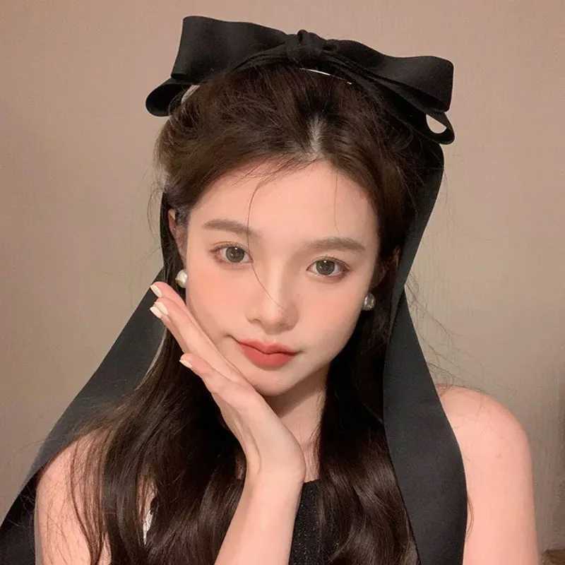 Extra large bow hair clip girl ballet style ribbon spring clamp headdress streamer edge hair clip Z250707