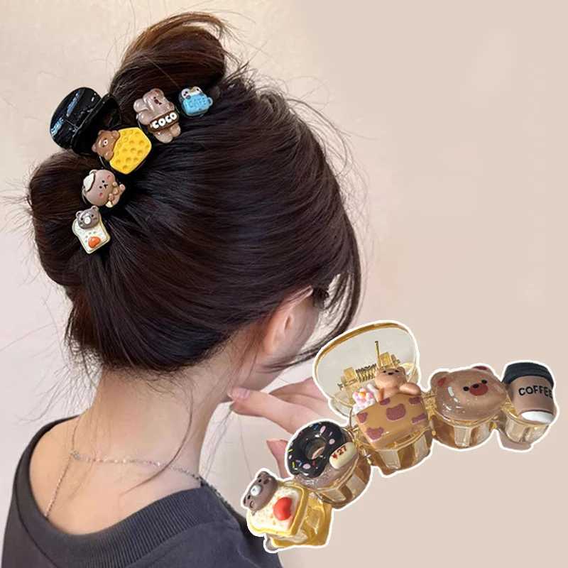 New Cute Cartoon Hair Claw Biscuits Hairpin Bow For Women Girls Creative Hair Decorate Hair Clip Ponytail Shark Hair Accessories Z250707