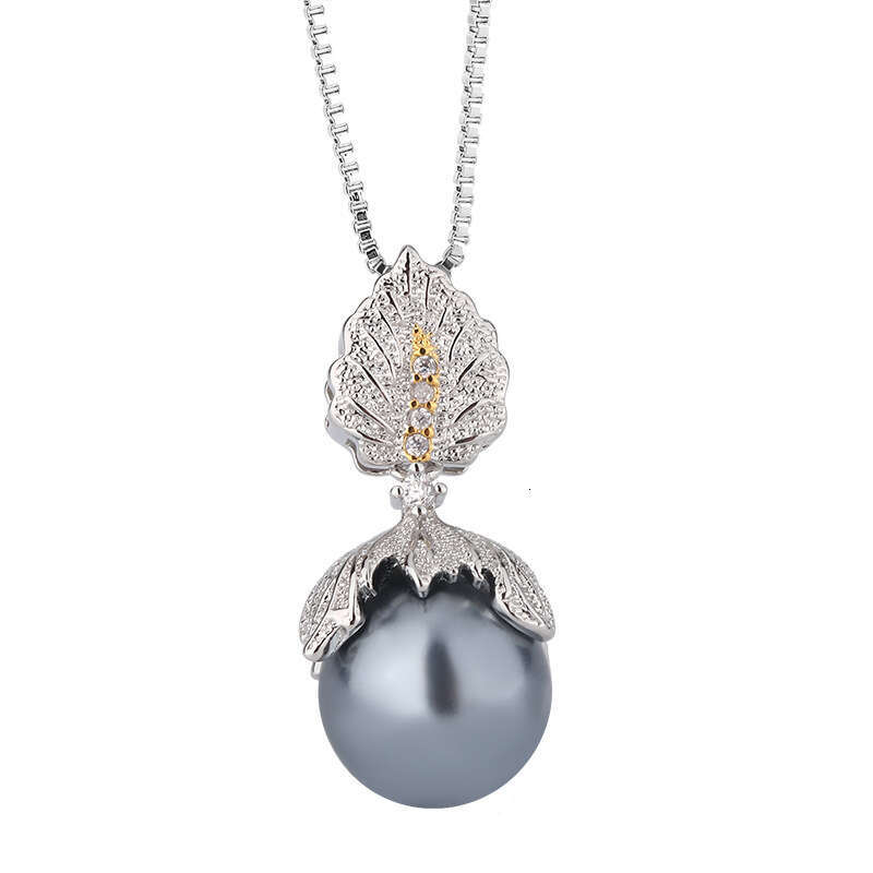 Necklace Niche Light High-End Sense Color-Separated Electroplated S Sier Needle Earring Set Gray Pearl Women A84