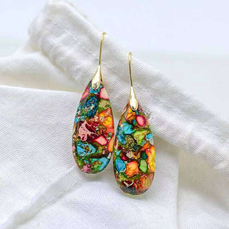 New Multi-color Matching Water Drop Natural Stone fashion Women's Earrings