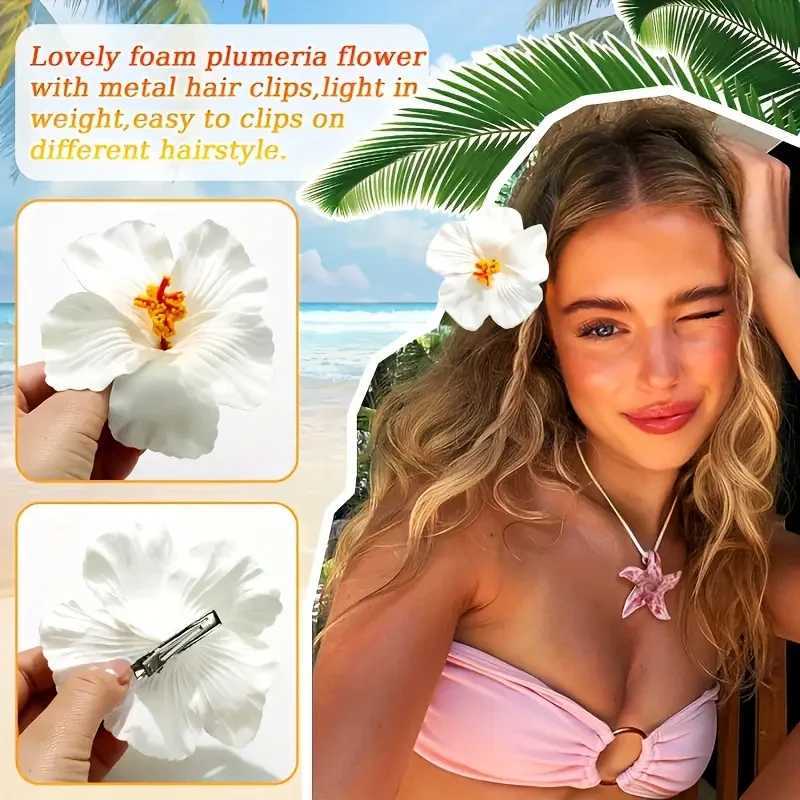 6PCS/3PCS Hawaiian-style Hibiscus Hair Clips Artificial Flower Headwear Suitable for Seaside Vacations Party Decorations Y250707