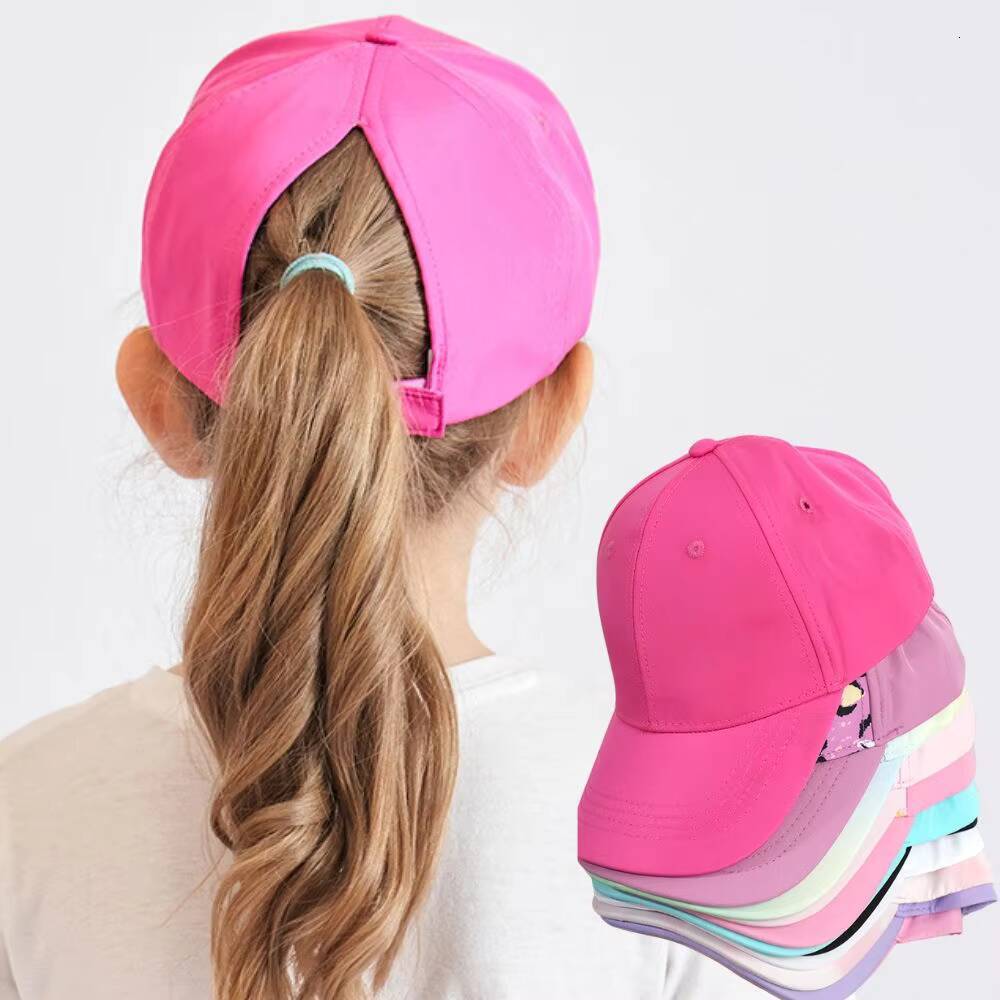 Hot High Kids Baseball Cap For Girls Boys Travel Sun Hat Adjustable Children Peaked Hollow Back Ponytail Caps ddmythur