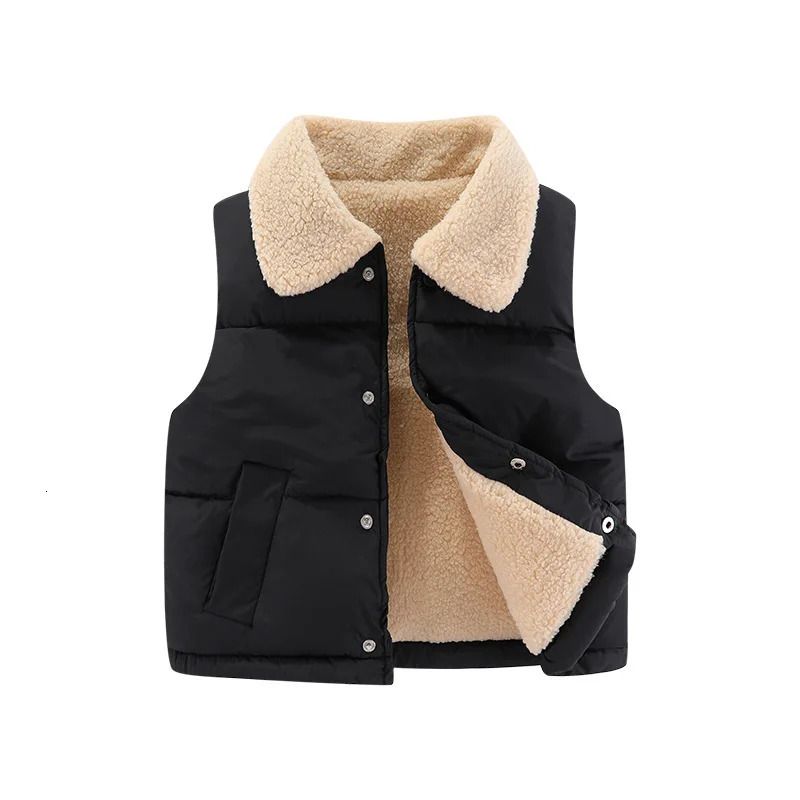 1pcs Girls Boys Down Vest Children Plush Vest Winter Baby Thickened Vests Boys Coat Girls Sleeveless Jacket Kids Waistcoat 250704
