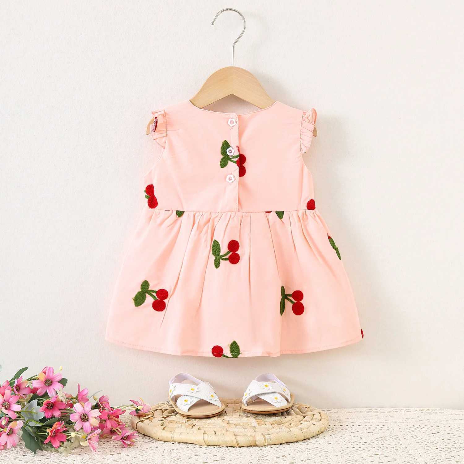 Baby Girl Dresses Summer Cherry Print Cotton Girls Dresses Cute Girls Beach Dresses Baby Girl Clothing R250707
