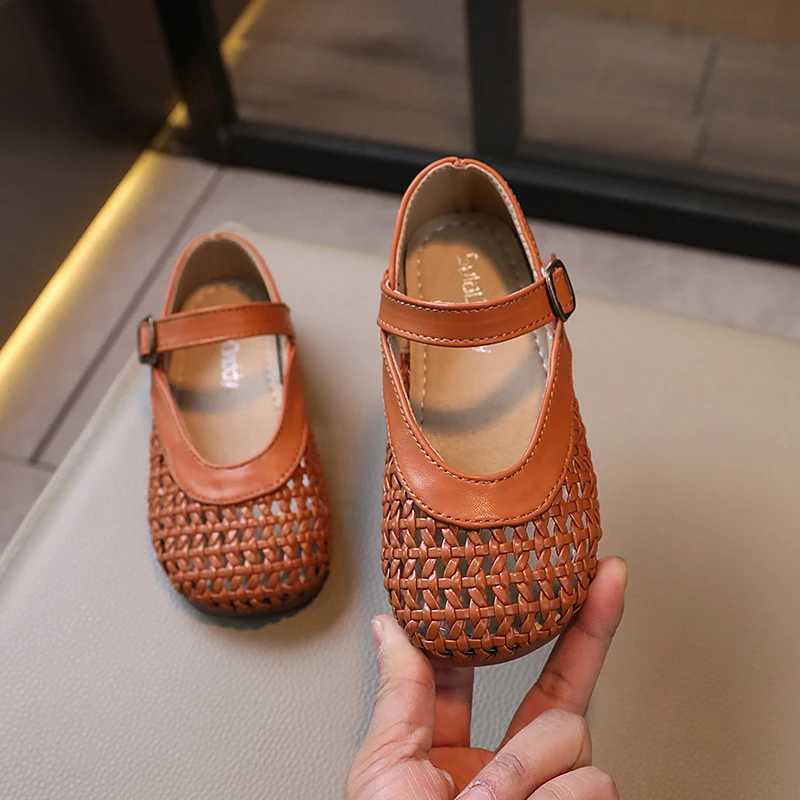 2024 Summer New Girls Shoes Childrens Sandals Non-slip Soft Sole Knitted Comfortable and Breathable Princess Shoes R250707