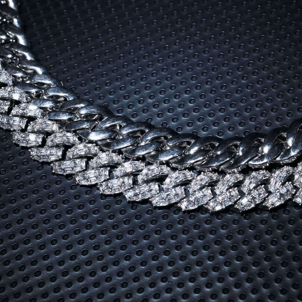 Wholesale 10mm CZ Fine Jewelry Necklace Gift Sterling Silver 5A Zircon Cuban Link Chain for Women Men