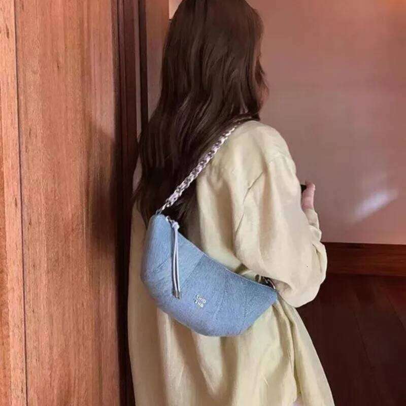 JIAERDI Retro Denim Hobos Bags Purse Women Hot Girls Chain Chic Light Blue Messenger Female Haruku Aesthetic Crossbody Bag