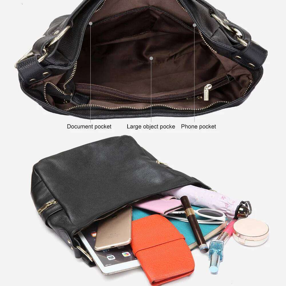 Designer bag 99 Zency Elegant 100% Genuine Leather Women Hobo Handbag Shoulder Large Capacity Lady Zipper Purse For Ladies Shopper Bag