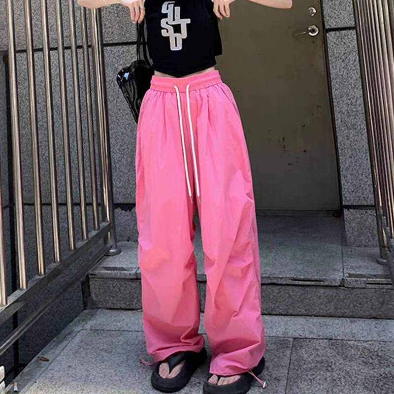 Dopamine Quick-Dry Casual Sports Women's Summer Thin Korean High-Waisted Loose Slimming Straight-Leg Wide-Leg Pants B5