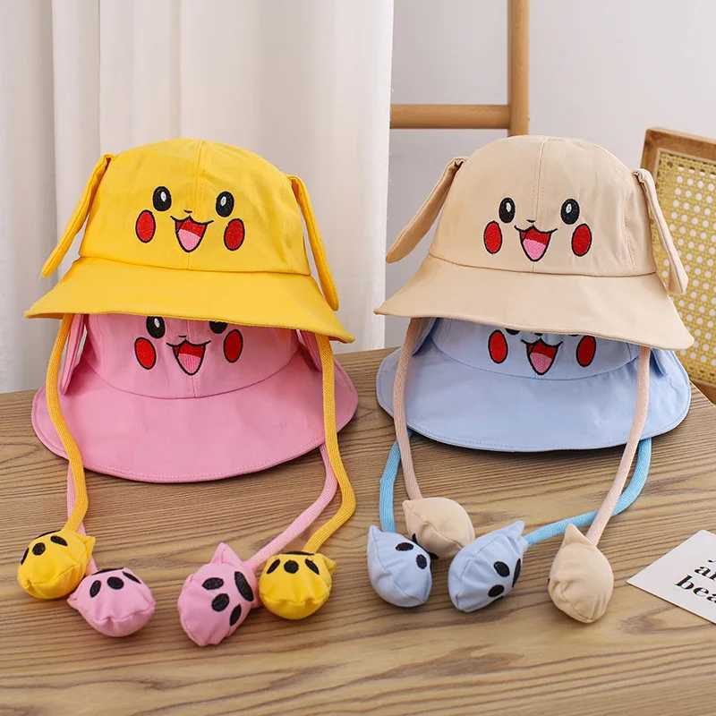 Kids Summer Broad-brimmed Cotton Hats Children Bucket Caps for Beach Holiday Boys Girls Sun Protection Hat Parent-child Outfit Y250707