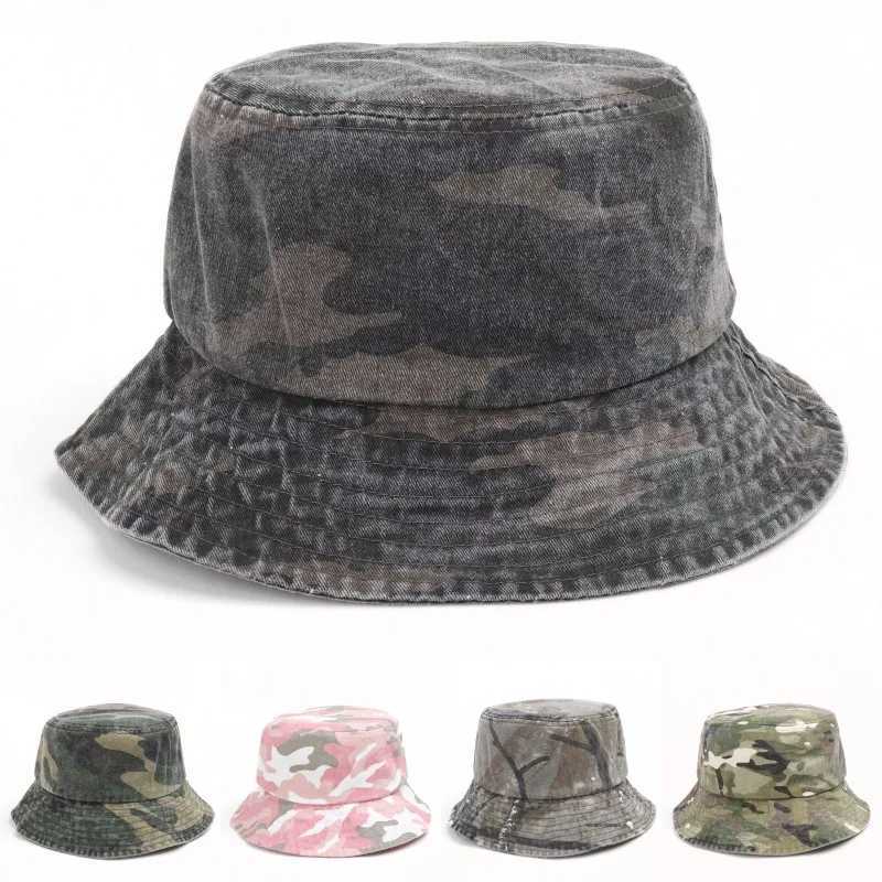 New Washed Cotton Camouflage Bucket Hat For Men And Women Outdoor Travel Casual Sun Cap Panama Fisherman Hats Bob Y250707