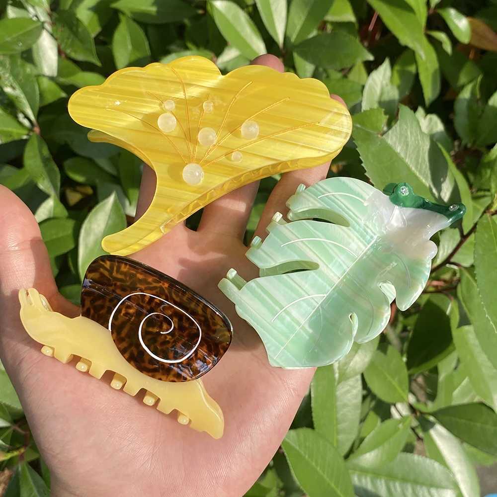 Personality Acetate Corn Maple Leaves Snail Frog Hair Claws Clip For Women Girls New Animal Flower Hairpins Hair Accessories Z250707