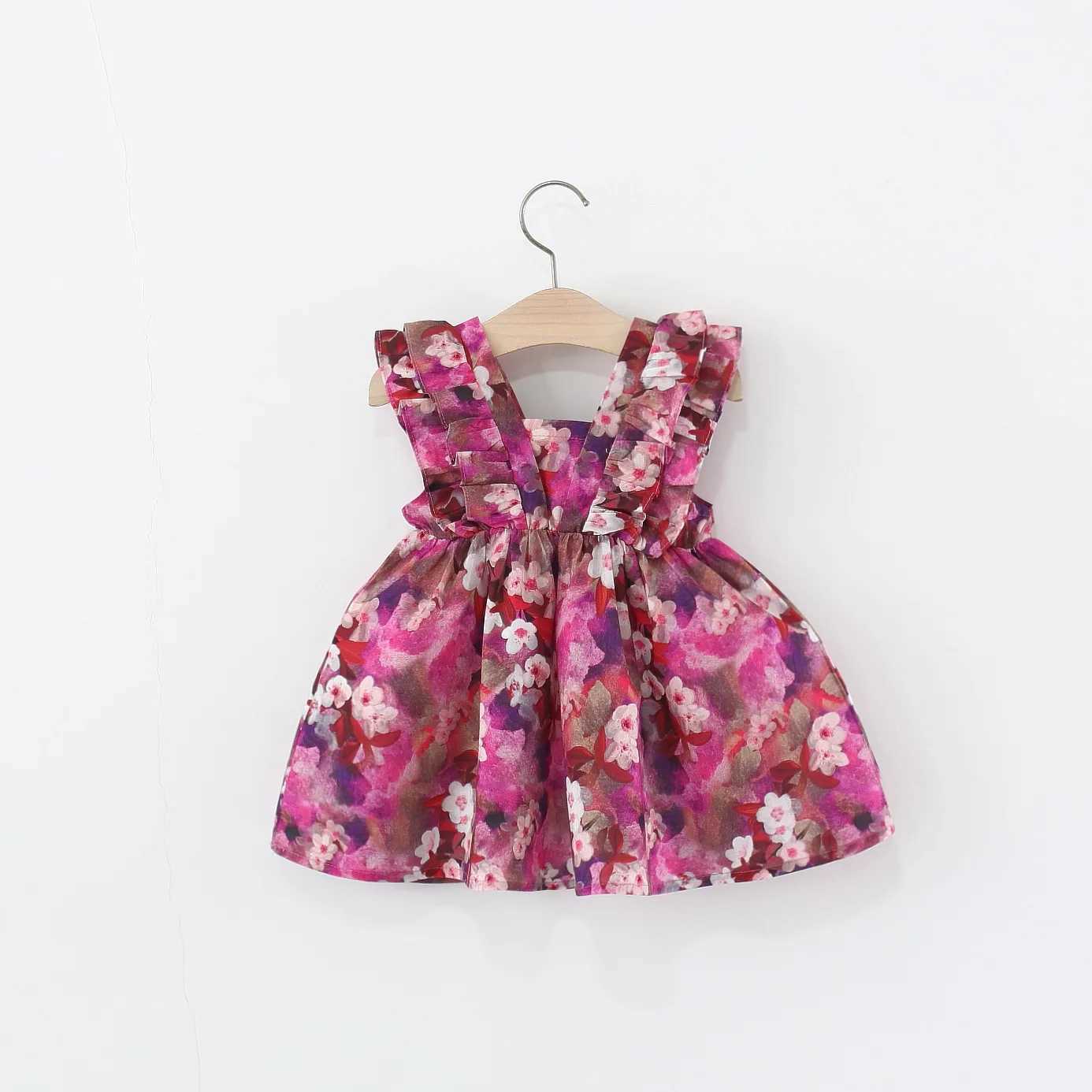 Baby Clothing Summer Full Printed Floral Pattern Halter Baby Girl Dress Cute Casual Beach Baby Dresses for Girls Princess Dresses R250707