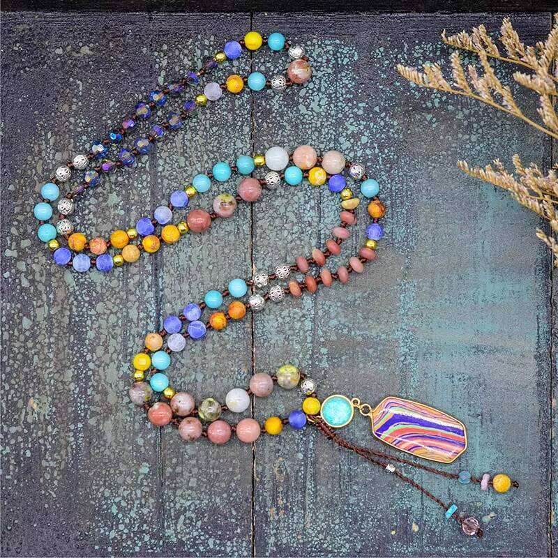 Natural Beads Handmade Multi-color Necklace Women's Jewelry Gift