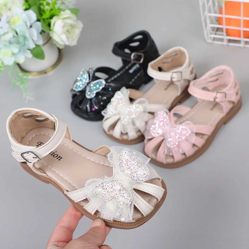 Shine Children Sandals for Girls Butterfly Cute Designer Kids Shoes Peep-toe Korean Style 2023 Summer New Soft Breathable Chic R250707