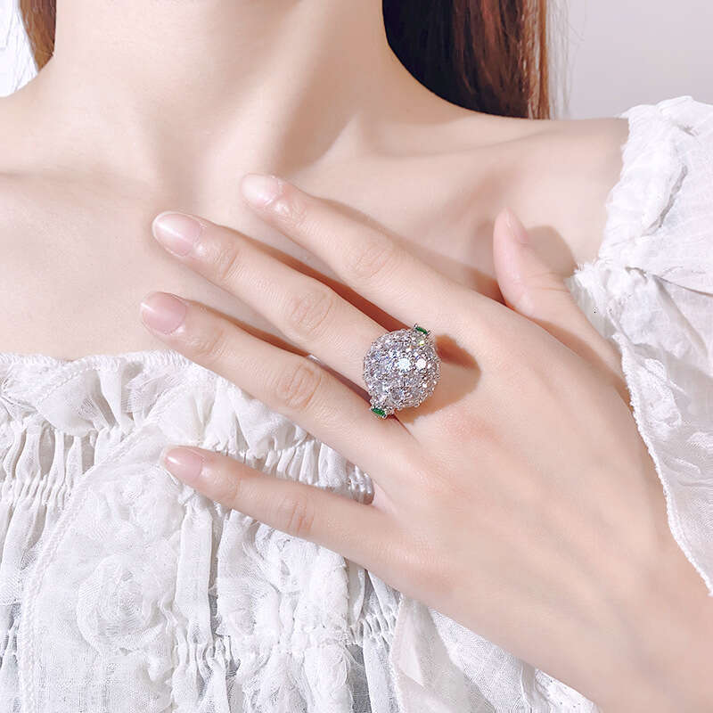 Huayoumei Jewelry Exaggerated Flower Full Diamond Ring Women's High-End Fashion Light Luxury 6E0