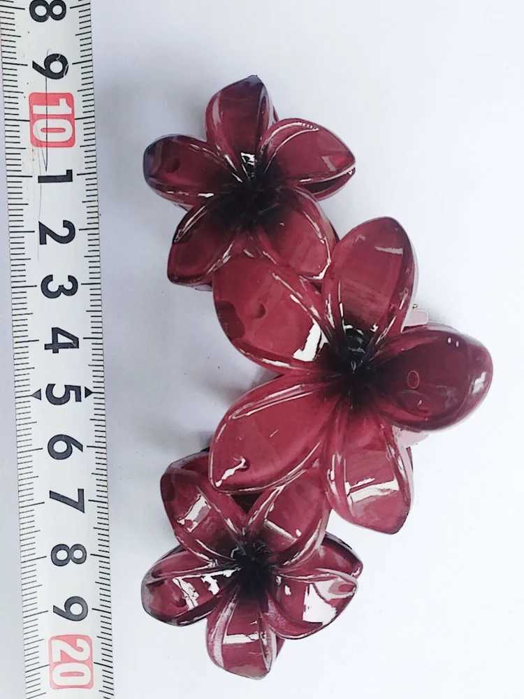 Flower Hair Claw for Women 10CM Plastic Wine Red Cute Hair Clips Beach Vocation Hot Popular Travel hair Accessories Female Y250707