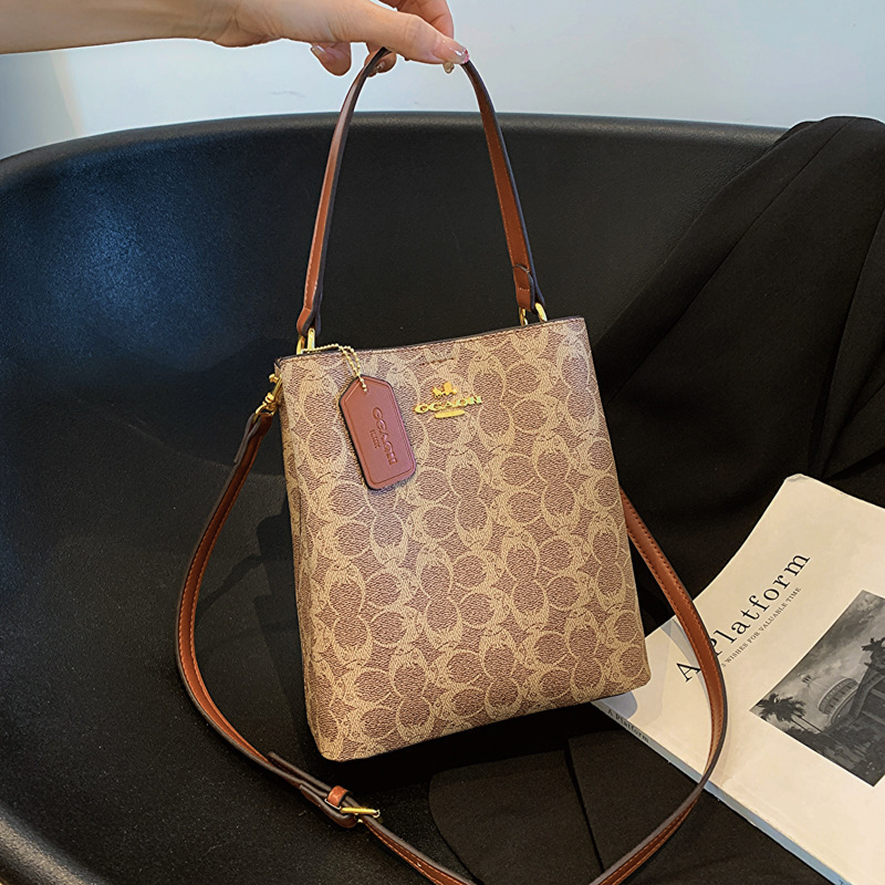 Designer High-End Fashion Bucket 2025 New Printed Handbag Versatile Large Capacity Shoulder Crossbody Light Luxury Women's Bag