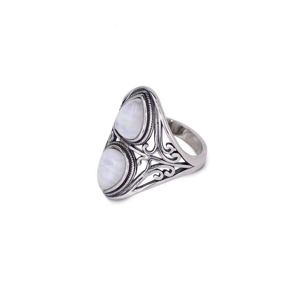 Luxury Natural Rainbow Moonstone Ring Women Men fashion Jewelry Delivery