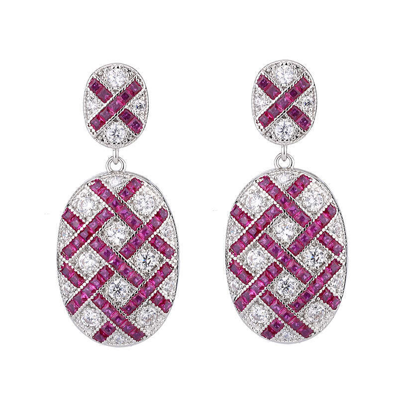 New Style Wind Cover Decorations Jewelry S Sier Needle Earrings Necklace Ring Red Women's 5E5