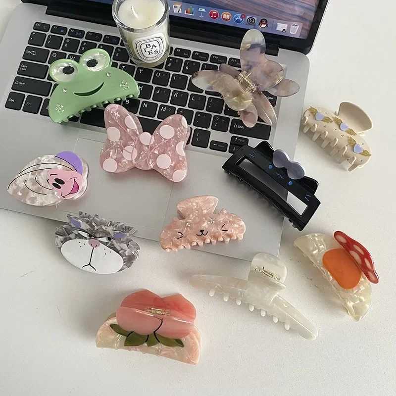 YHJ New Bowknot Hair Clip Acetate Claw Clip Hairpin Cartoon Animal Frog Crab Hair Clip Hair Accessories for Women Girls Y250707