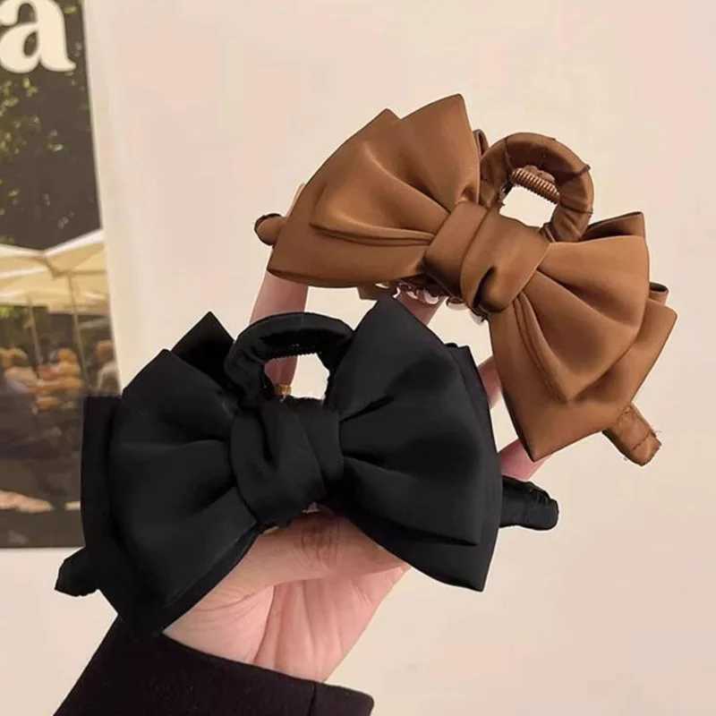 Bow Hairpin New Elegant Temperament Satin Hair Grab Hair Accessories Shark Clip on The Back of The Head Hair Claw Clip FENGCHE Z250707