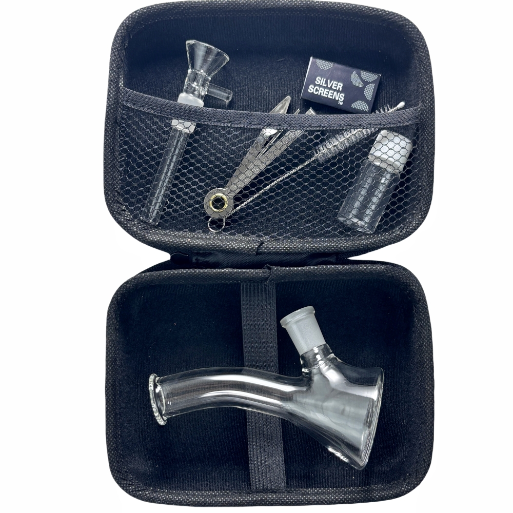 THICK 4inch Mini Glass Bong Smoking Water Pipe Perc Hookah Bubbler With 14mm Bowl With Tool Box