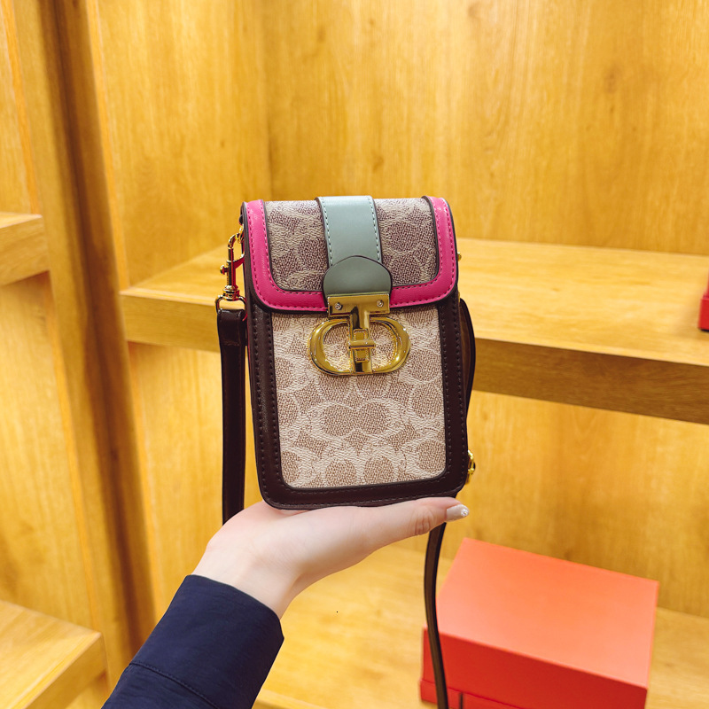 Designer Phone for Women Trendy Printed Crossbody Color-Block Shoulder Vertical Small Square Mini Light Luxury Women's Bag