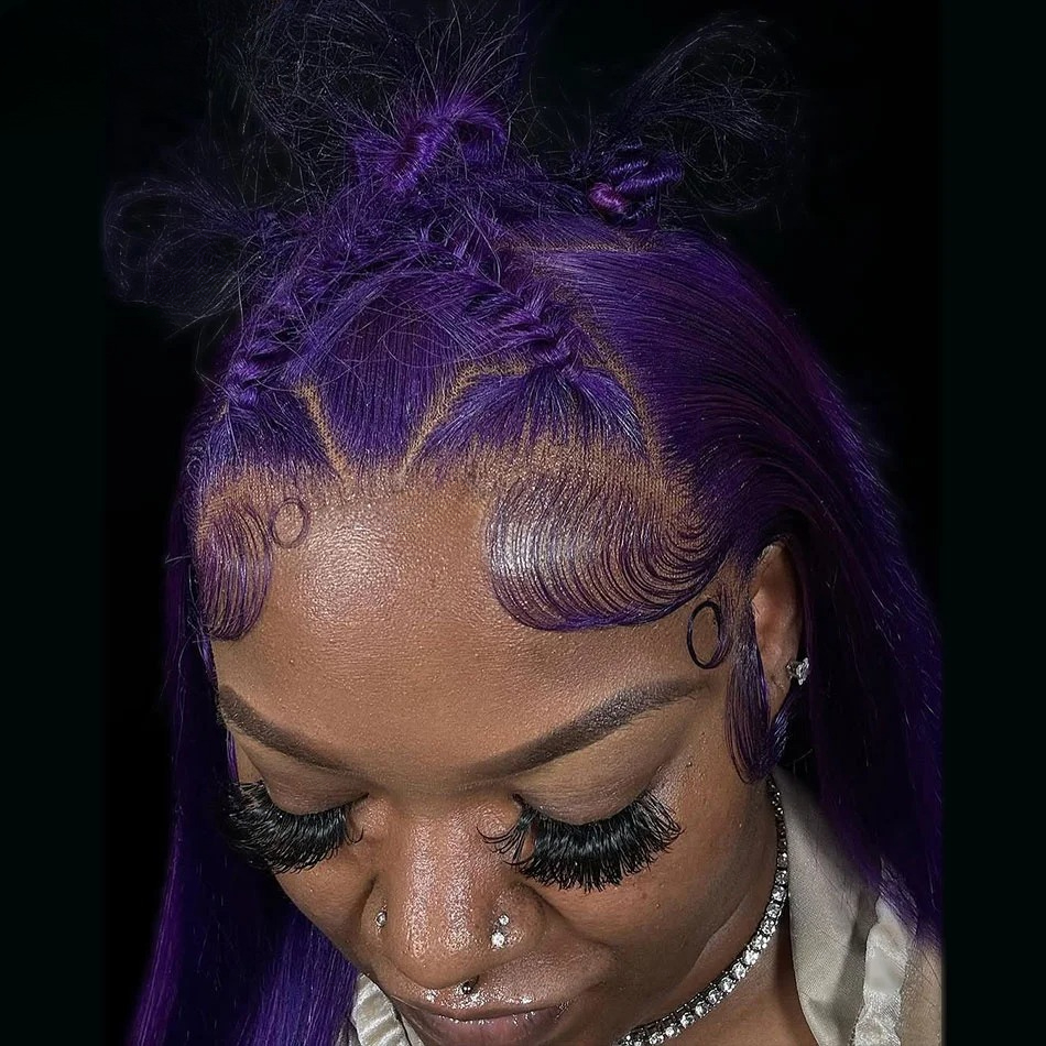 Dark Purple Straight Lace Frontal Wig 13x4 Lace Front Human Hair Wigs For Women Brazilian Remy Pre Plucked Lace Wig Synthetic Wig