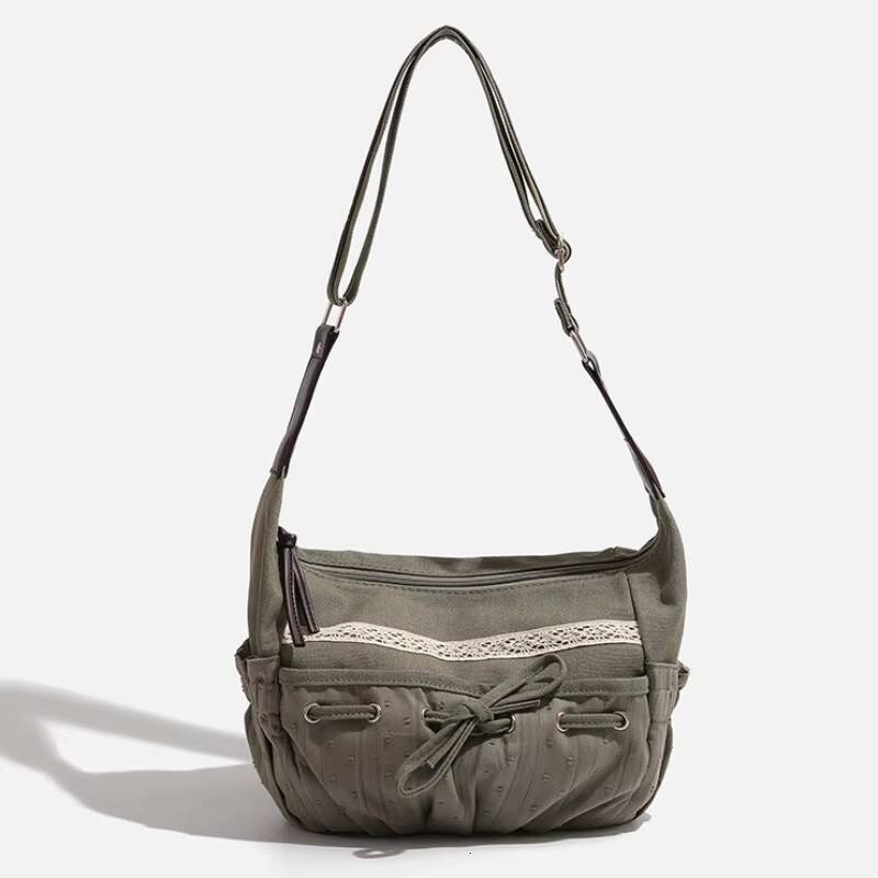 2025 New Designer Women Casual Shoulder Y2K Aesthetic Streetwear Drawstring Handbag Vinage Crossbody Denim Bag ddmynov