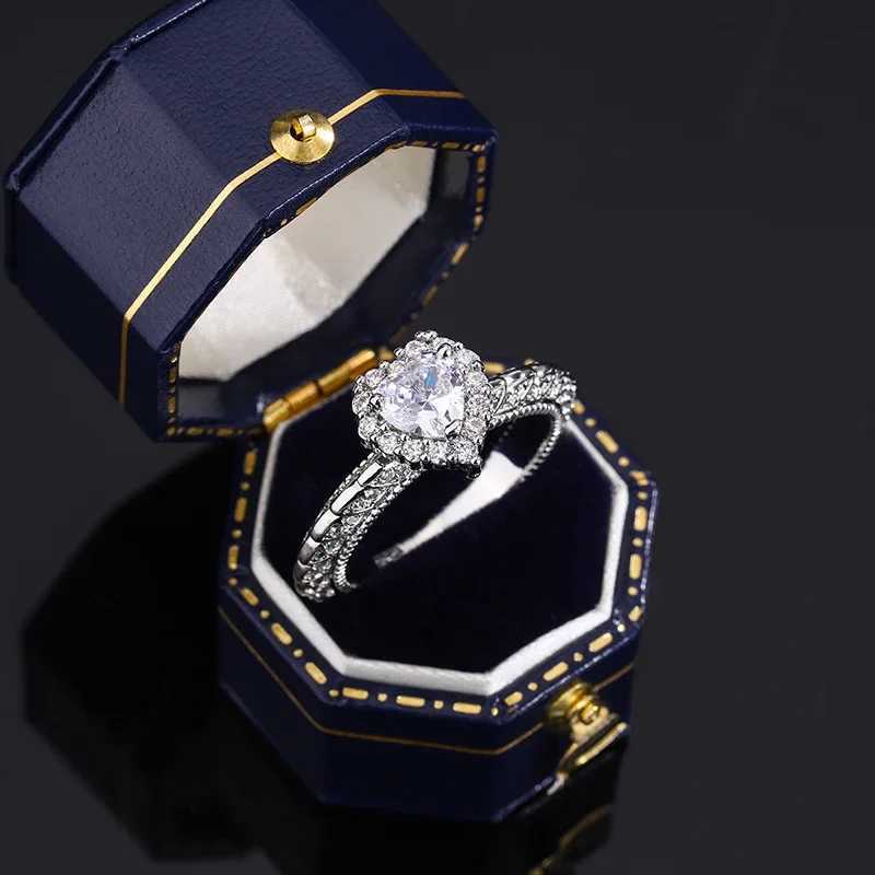 925 Silver Plated Heart Shaped Ring 10mm AAAA Zircon Wedding Ring Pair Ring for Women Wedding Engagement Party Jewelry XJ250707