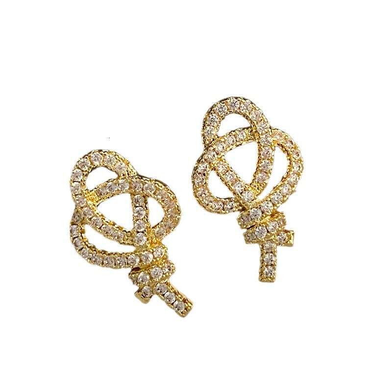 DHcollections New Fashion High-End Design Knot Exquisite Zircon Earrings Elegant Beautiful Compact Simple Commuting Women