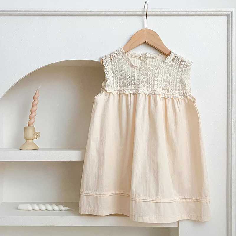 Baby Pink Princess Dress 1-sh Y Girls Dresses Summer Sweet Lace Embroidery Sleeveless Dress Kids Clothes Costumes Children Outfits R250707