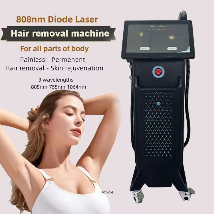 Standing Powerful Painless Hair Removal Diode Laser 755nm 808nm 1064nm Ice Point Contact Cooling Depilation for Whole Body All Skin Tones