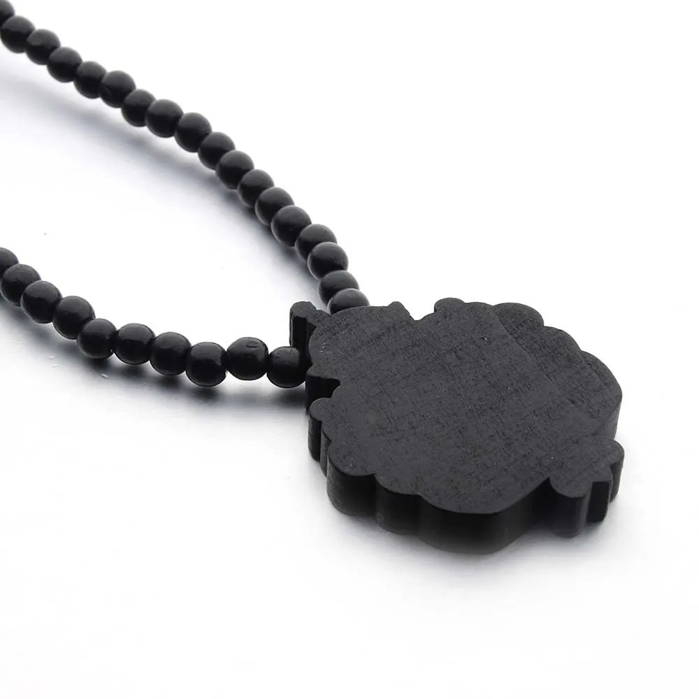 SOMESOOR Africa Map Wood Beads String Necklace Afro Lion Peace Symbol Power Fist Pendant Hip Hop Jewelry For Men Women Gifts 250704