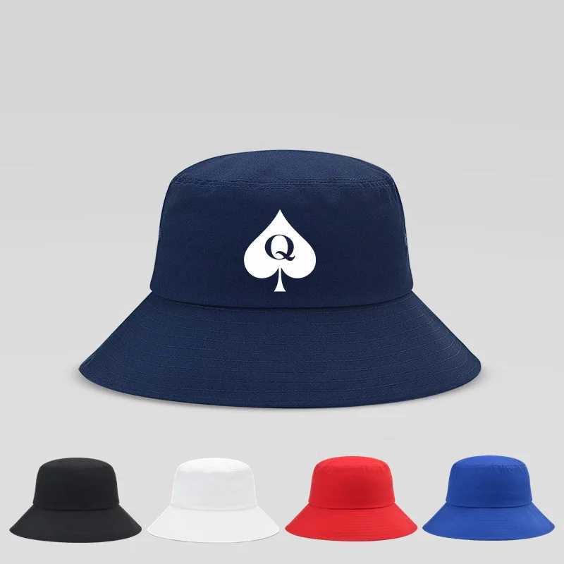 New Fashion Queen Of Spades Bucket Hats For Men and Women Summer Outdoor Hats Cap Black White Red Bucket Hats Y250707