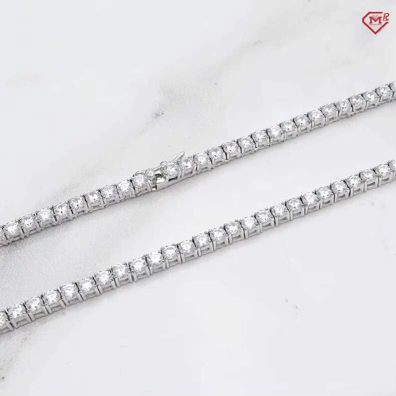 Hot Selling 4mm Tennis Chain 925 Sterling Silver Hip Hop Iced Out Men Women VVS Moissanite Tennis Chain