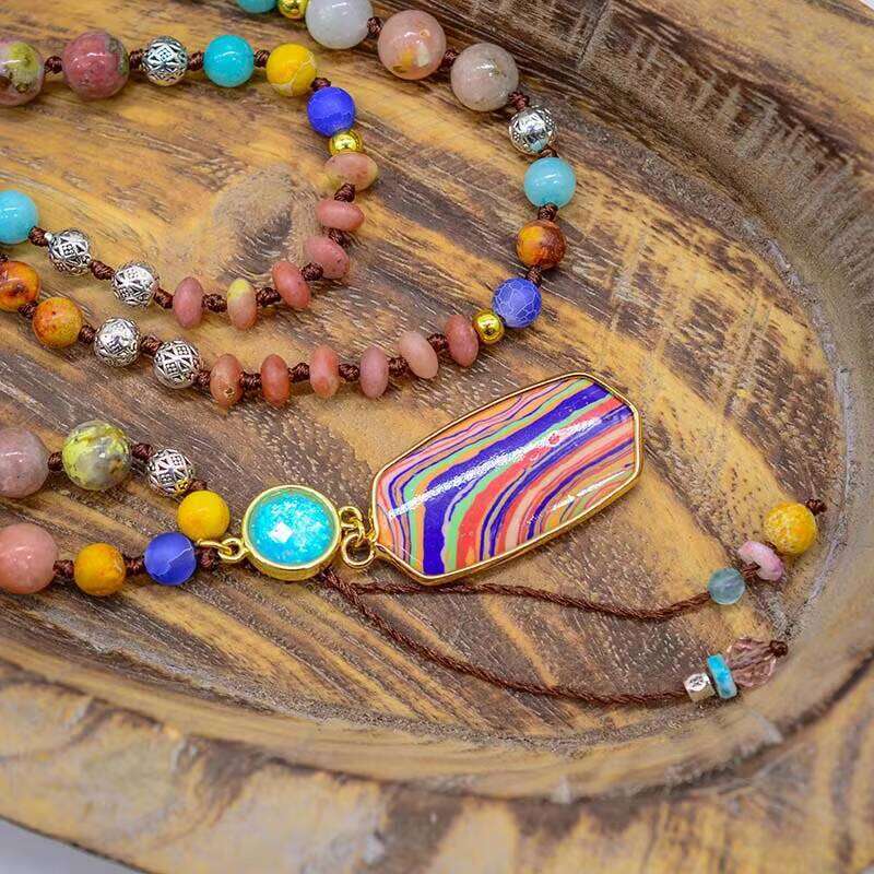 Natural Beads Handmade Multi-color Necklace Women's Jewelry Gift