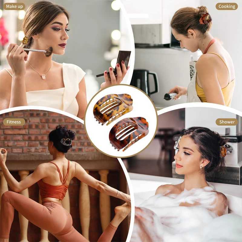 Fashion Oval Flat Hair Clips for Women New Design Leopard Large Flat Round ClAW Clip French Hair Clips Hair AccESSories Z250707