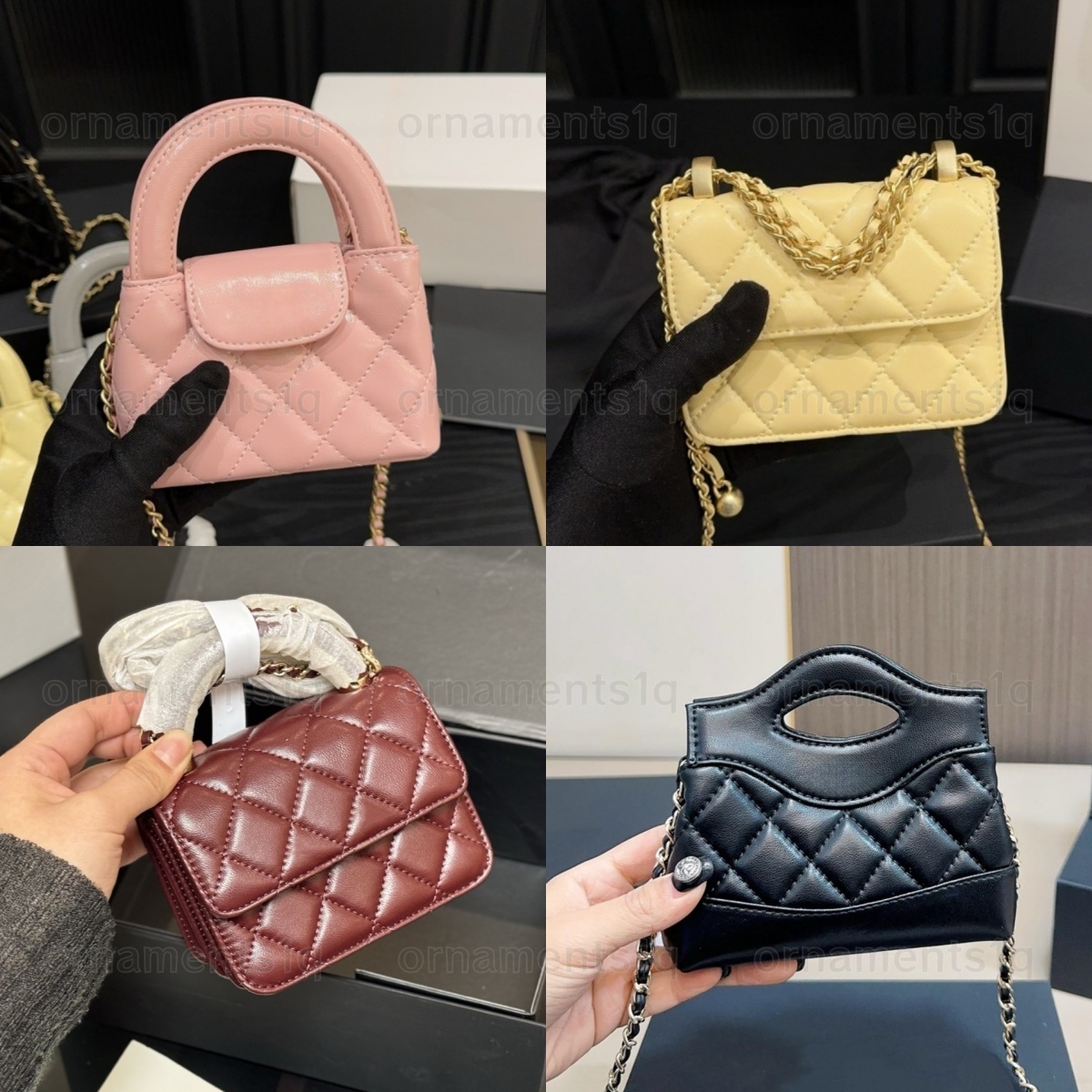 Designer Ladies' Mini Purse Compact Crossbody Pouch Durable Diamond Lattice Leather & Fashionable Chains High-Quality Leather Women's Small Handbag