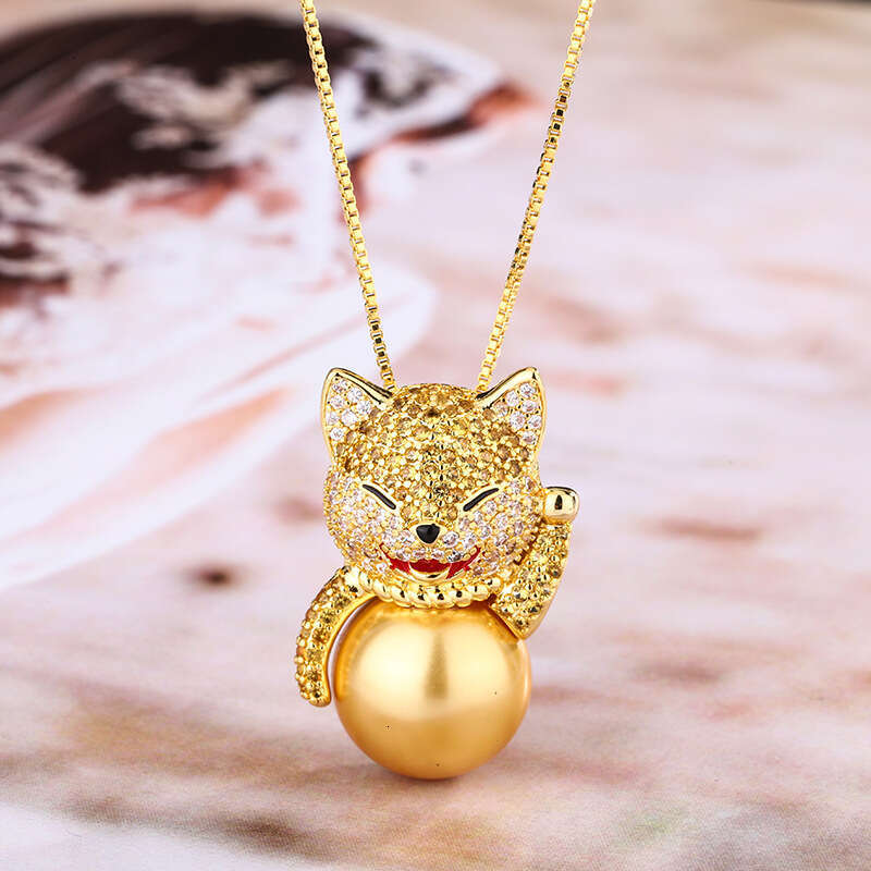 Huayoumei Jewelry Loyal Shiba Inu Imitation White South Sea Gray Pearl Necklace C40