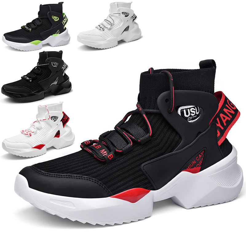 Men's Winter Fleece - lined Fly - woven Dad Shoes, Thick - soled Inner - heightening High - top Sock Boots, Casual Sports Warm and Stylish Shoes