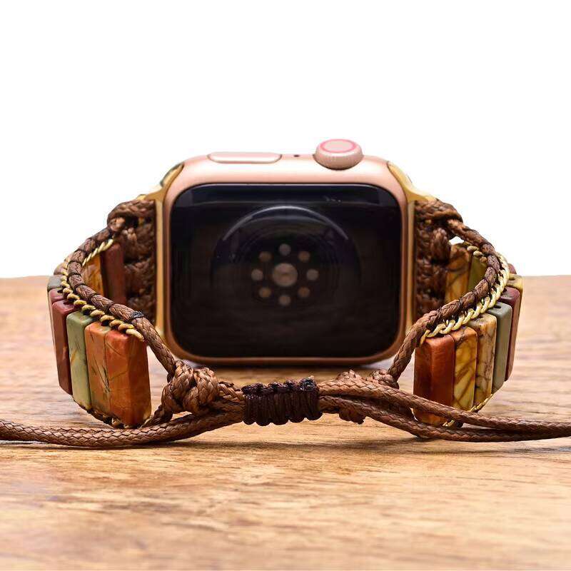 Rectangle Turquoise Handmade Apple Band, Bohemian Style Minimalist Watch Band