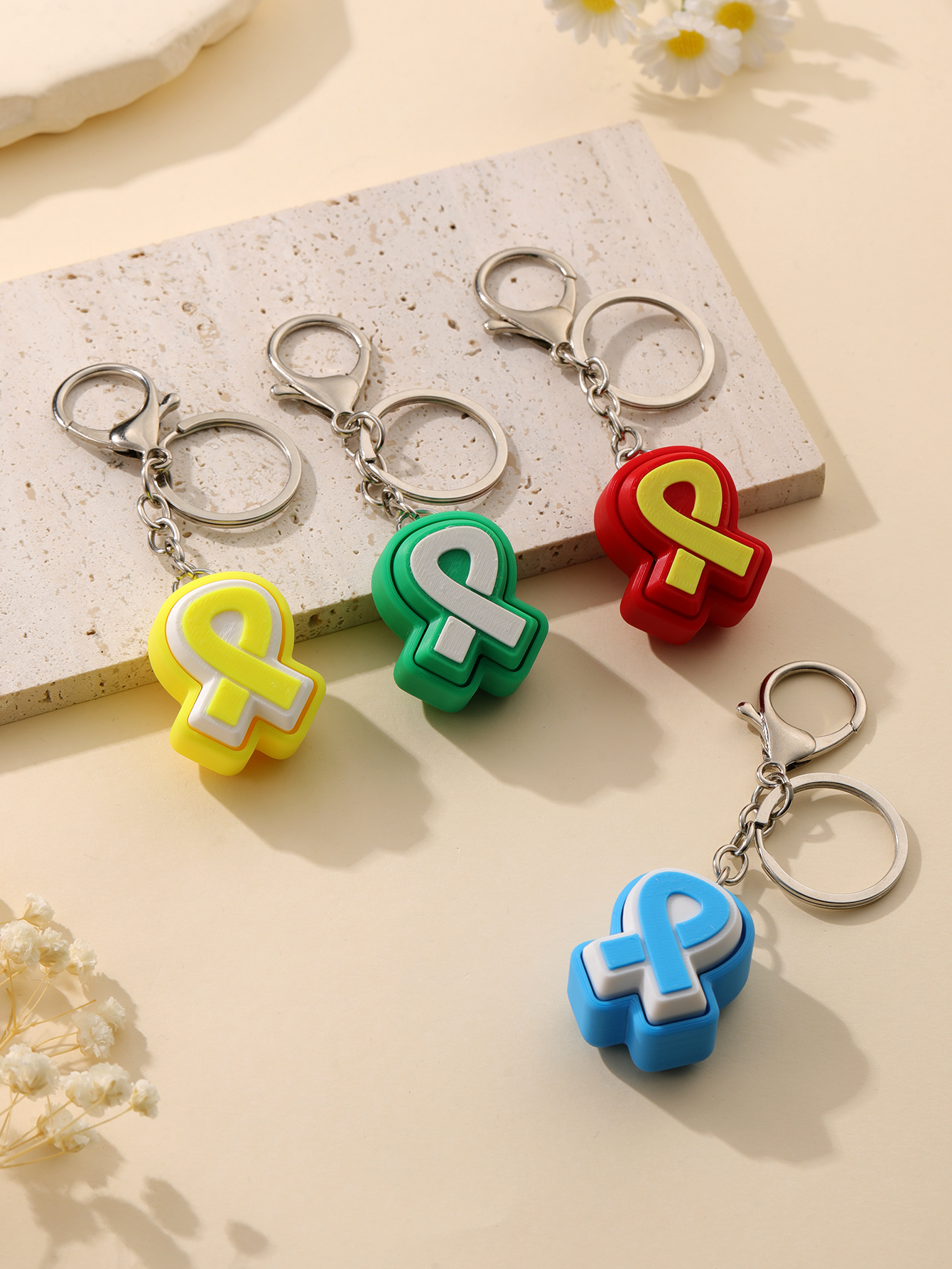 3D Printed Scarf Keychain - Adult Stress Relief Toy, Portable Anxiety Relief Tool with Clickable Keyboard Design