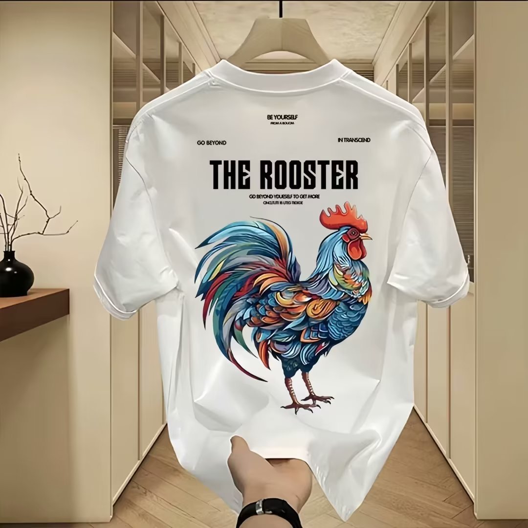 free shipping for man Trendy brand pure cotton printed men's short-sleeved T-shirt casual round neck