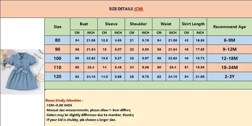 1-3 Years Summer Toddler Baby Girl Fashion Dress Bubble Sleeve Lapel Jeans Casual Dresses Birthday Party Costumes for Kid Girls R250707
